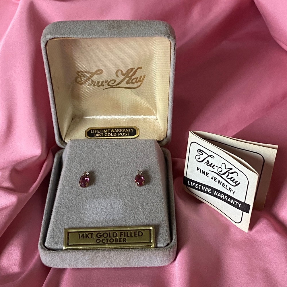 Tru-Kay I October Birthstone Earrings I 14KT GF